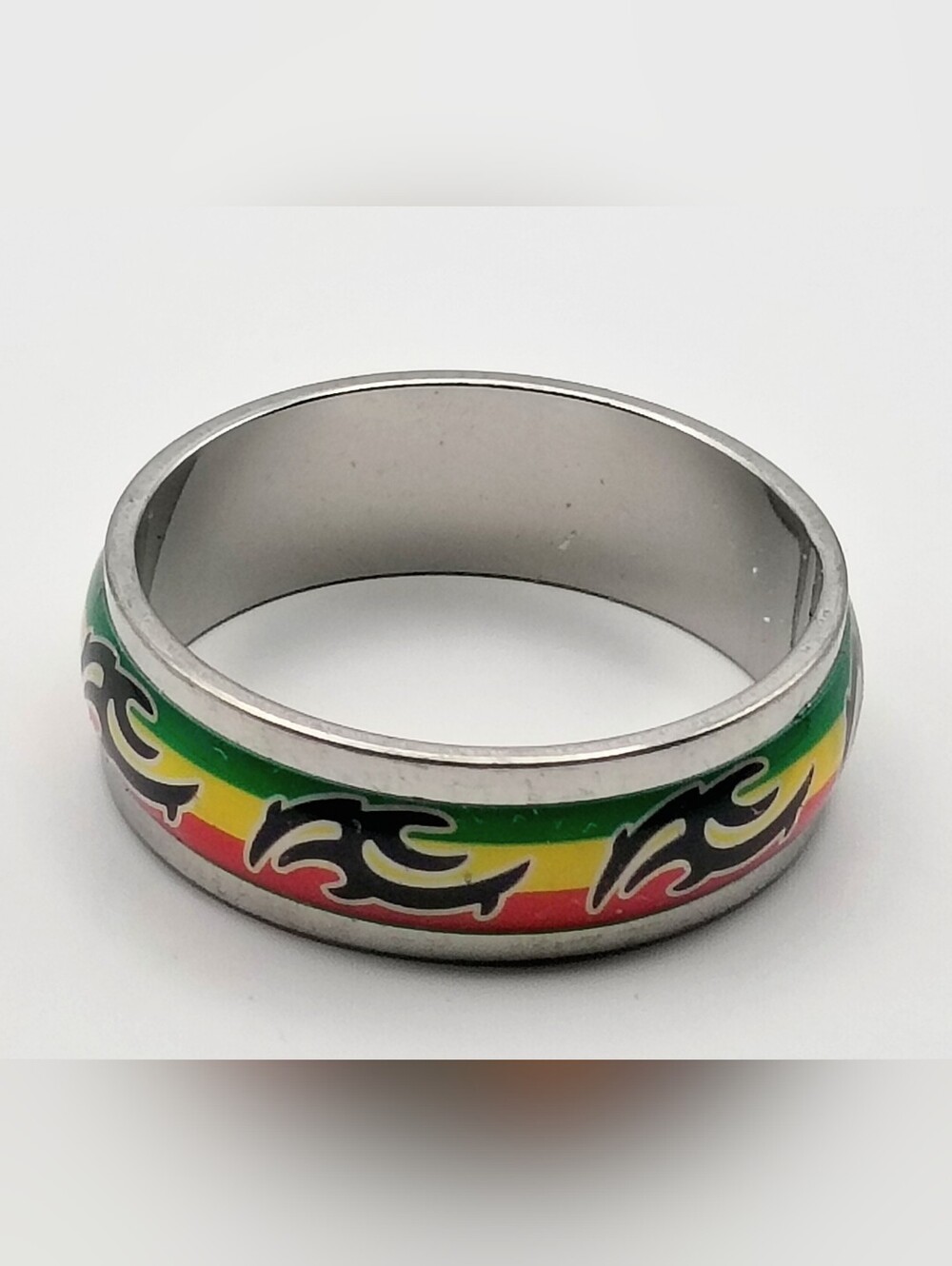 Rasta Stripe Tribal Stainless Steel Ring Size 10 Unisex